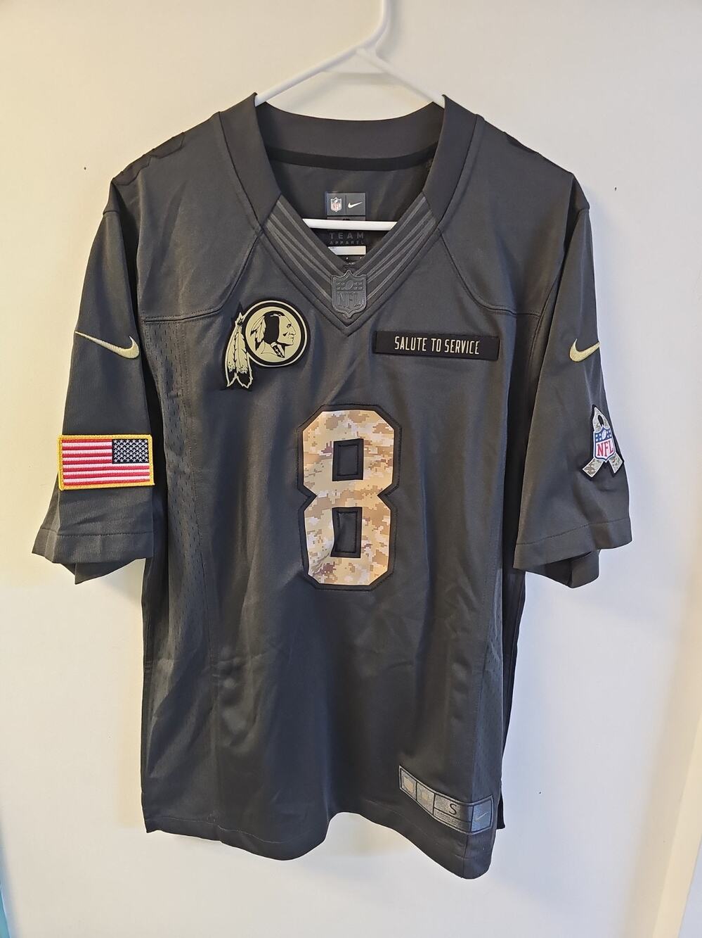 Nike Washington Redskins #8 Kirk Cousins Salute To Service NFL Jersey Size S